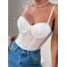 Sexy Sheer Bodysuit with Built-In Bra - Sleeveless, Stretch Fit for Women, Perfect for Parties & Clubbing
