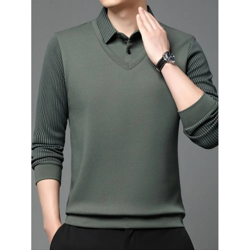 Long-Sleeve Breathable Men's Casual Golf Shirt