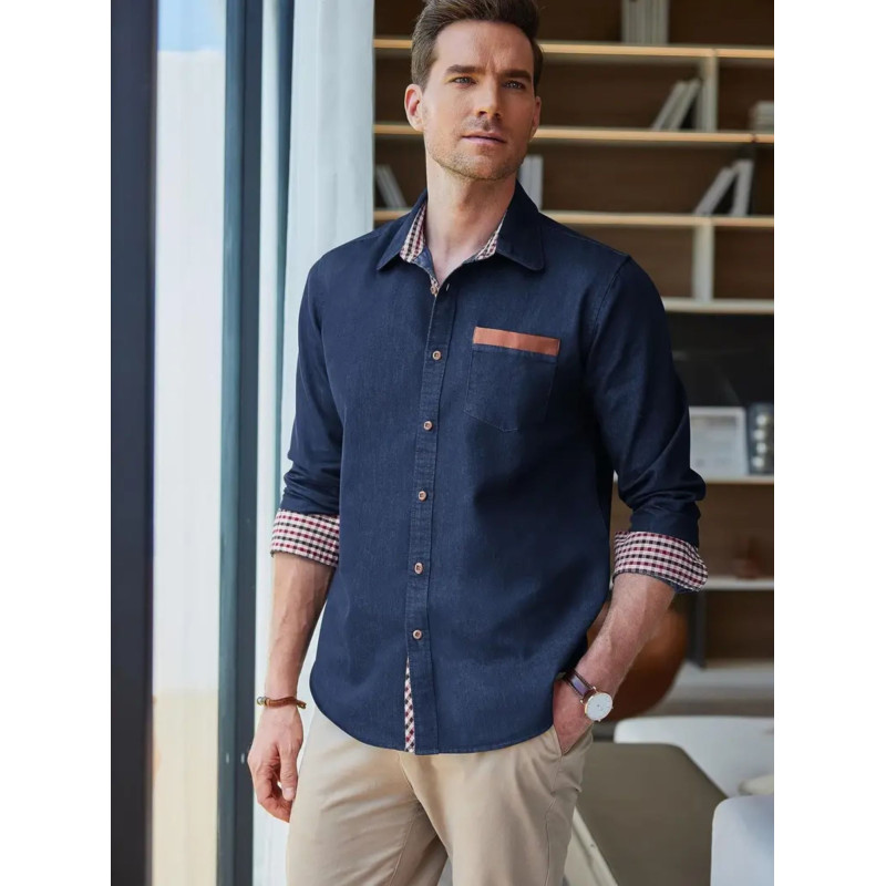 Men's Classic Cotton Blend Long Sleeve Button-Up Shirt