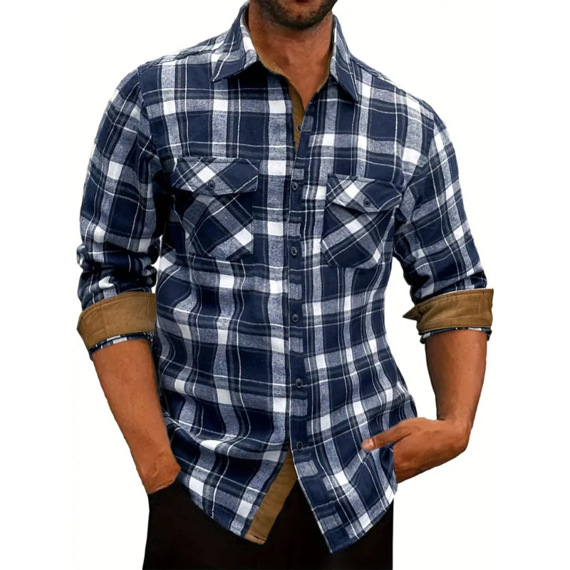 Men's Flannel Long Sleeved Checkered Shirt