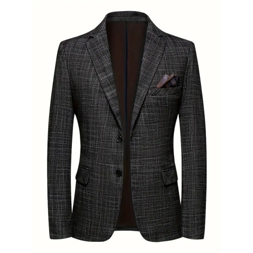 Men's Notch Lapel Single Breasted Blazer, Regular Fit Suit Coat for Business and Everyday Wear