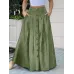 Dual Pocket Button Front Skirt, Casual Solid Color Loose Fit Skirt For Spring & Summer, Women's Clothing
