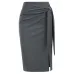 Knot Side Bodycon Midi Skirt, Elegant High Waist Split Skirt For Office & Work, Women's Clothing