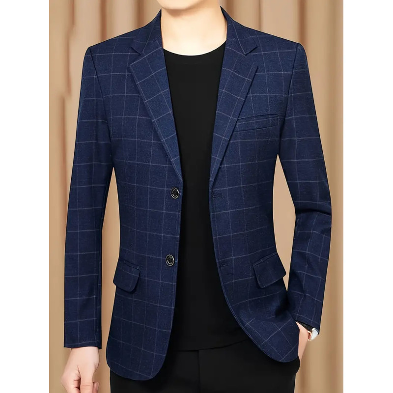 Elegant Polyester Fabric Men's Casual Blazer