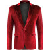 Men Notched Lapel Velour Suit Jacket
