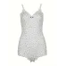 Ditsy Floral Print Cami Bodysuit, Y2K V Neck Backless Contrast Lace One Piece Bodysuit For Every Day, Women's Clothing