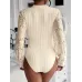 Elegant Women's Long Sleeve Bodysuit with Mesh Detail - Crew Neck, Stretchy Polyester Blend, Machine Washable